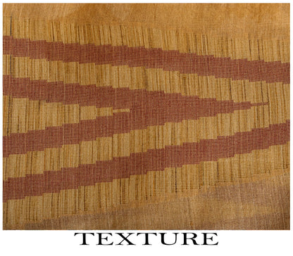 Sanskriti Vintage Tant Jacquared Woven Saree Pure Silk Beige Sari Craft Fabric