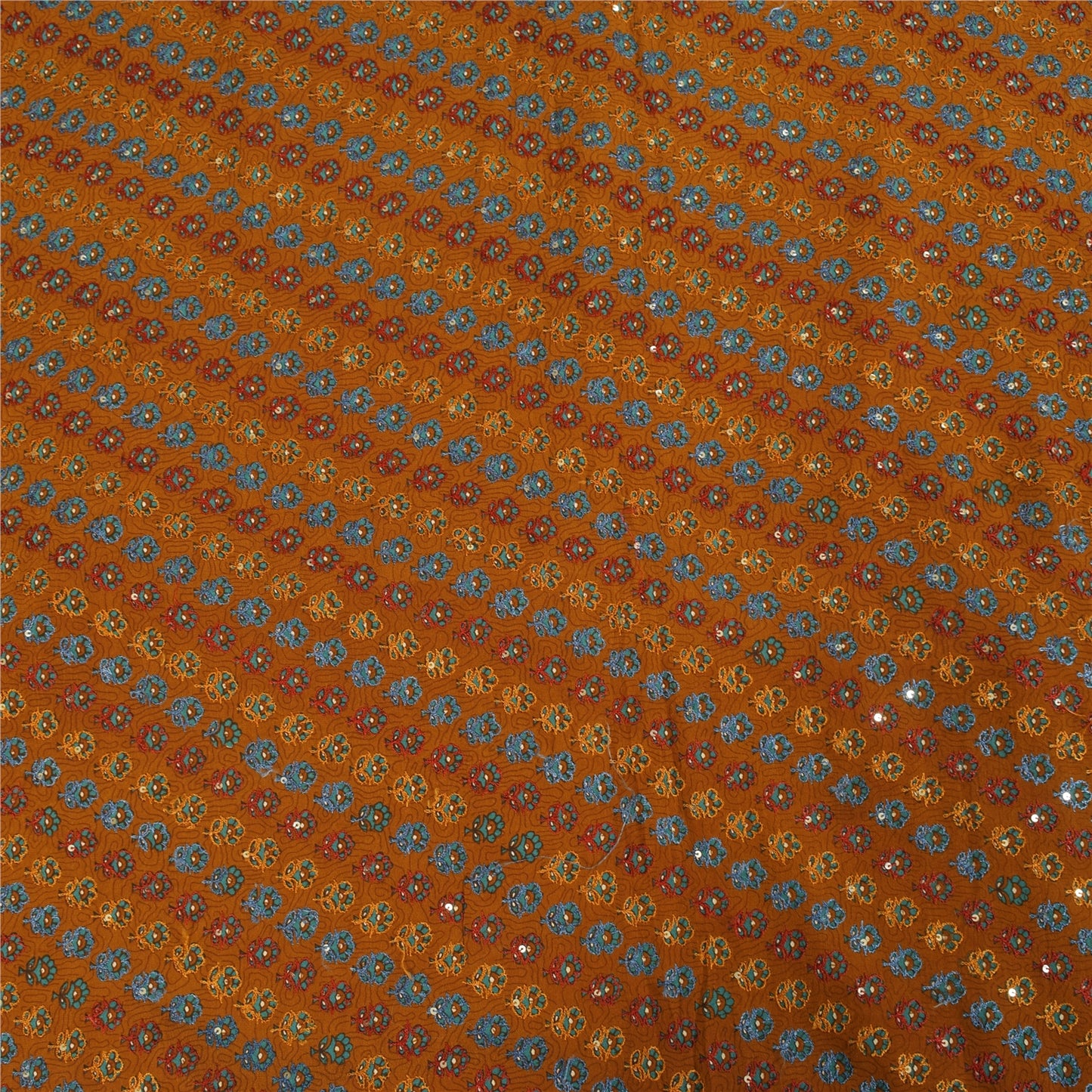 Санскритские винтажные желтые сари из чистого крепа с ручной вышивкой, 6 ярдов, ткань для рукоделия, устойчивая к истиранию