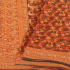 Sanskriti Vintage Brown Sarees Pure Silk Hand Beaded Premium Sari Craft Sustainable Fabric