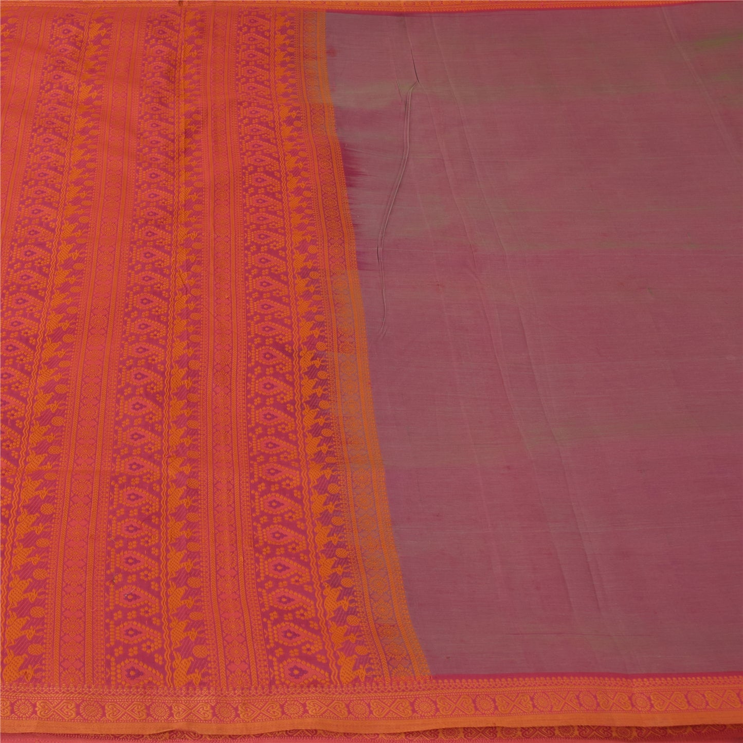Sanskriti Vintage Indian Purple Sarees Pure Silk Woven Premium Sari Craft Sustainable Fabric