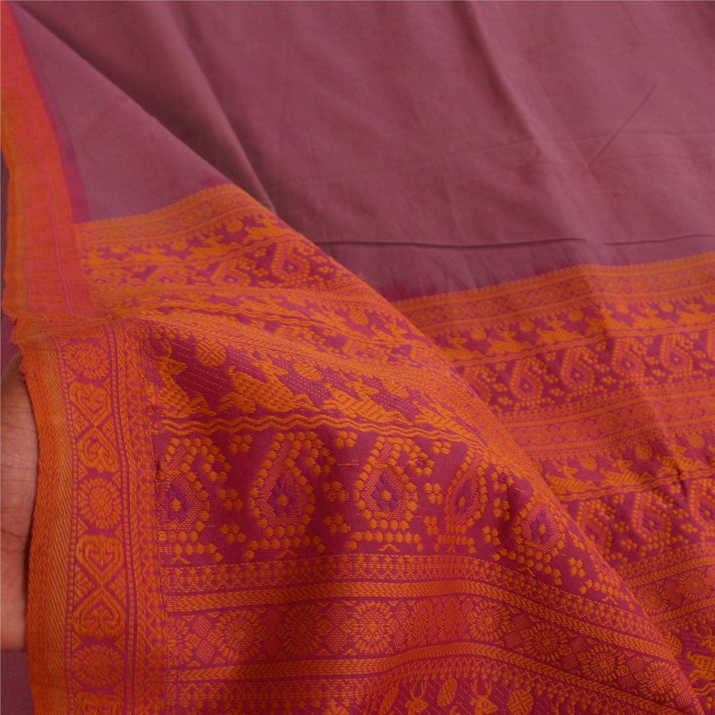 Sanskriti Vintage Indian Purple Sarees Pure Silk Woven Premium Sari Craft Sustainable Fabric