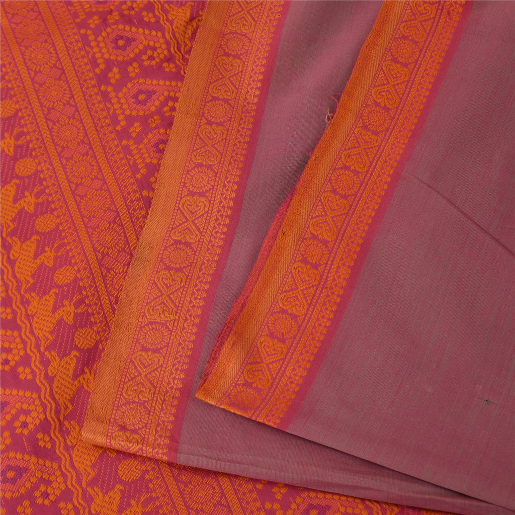 Sanskriti Vintage Indian Purple Sarees Pure Silk Woven Premium Sari Craft Sustainable Fabric