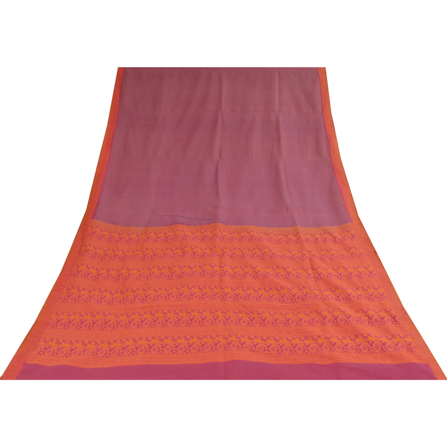 Sanskriti Vintage Indian Purple Sarees Pure Silk Woven Premium Sari Craft Sustainable Fabric