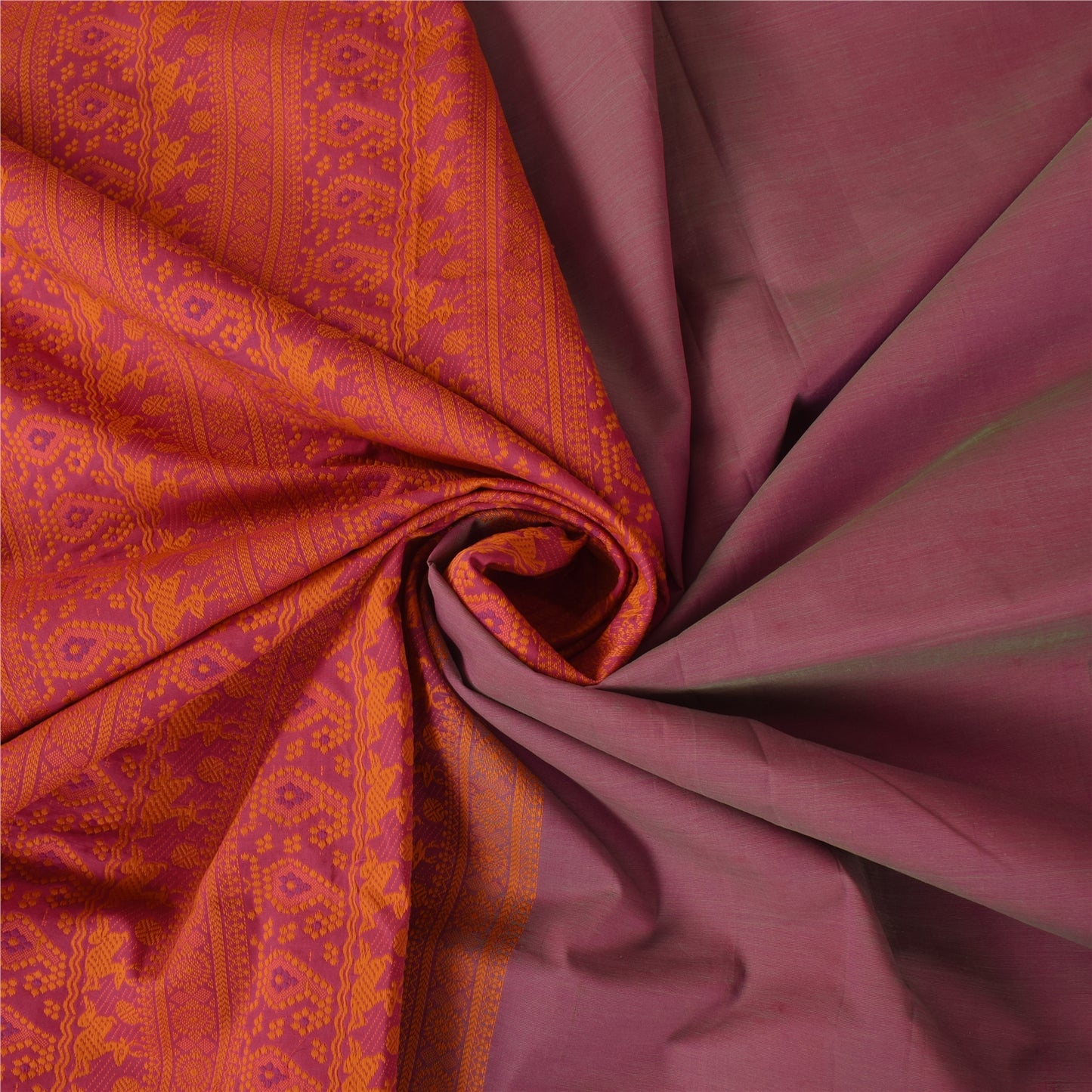 Sanskriti Vintage Indian Purple Sarees Pure Silk Woven Premium Sari Craft Sustainable Fabric