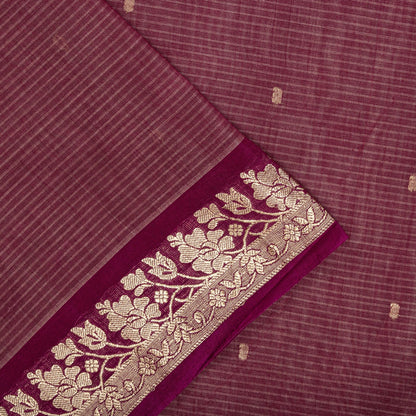 Sanskriti Vintage Saree Maroon Pure Cotton Silk Maheshwari Zari WovenFabric Sari