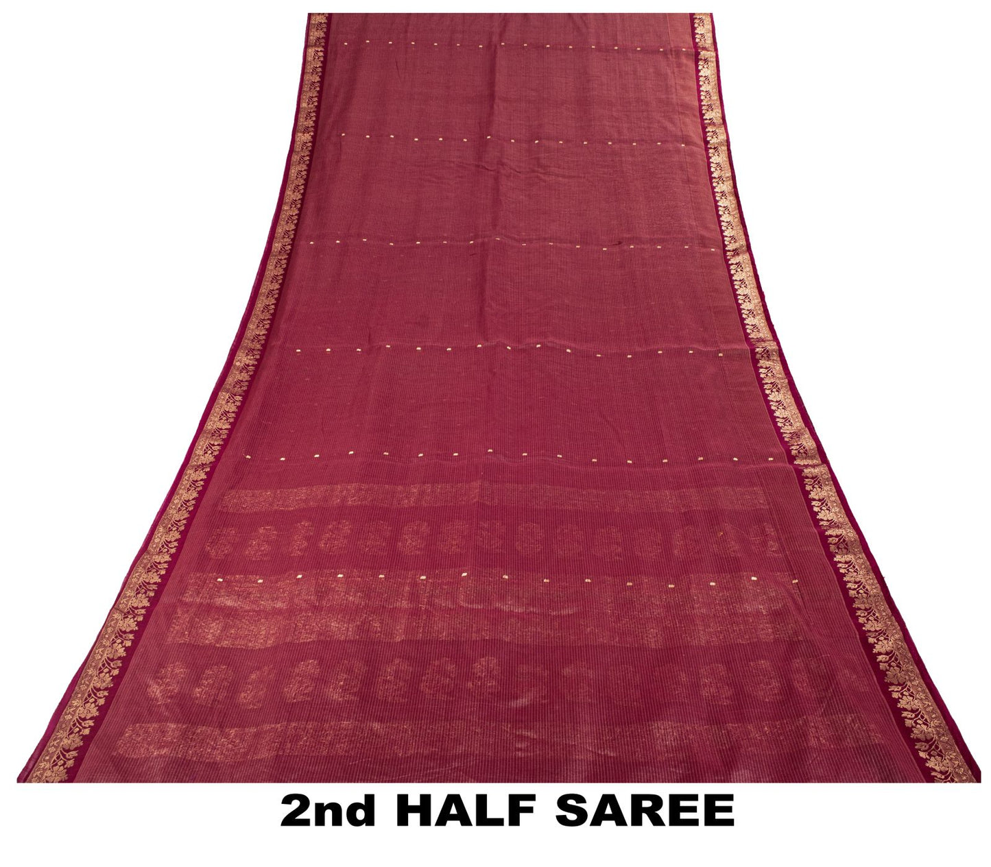 Sanskriti Vintage Saree Maroon Pure Cotton Silk Maheshwari Zari WovenFabric Sari