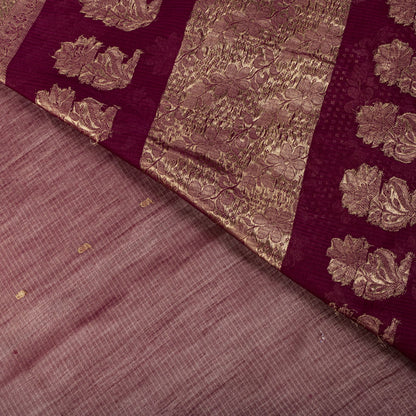 Sanskriti Vintage Saree Maroon Pure Cotton Silk Maheshwari Zari WovenFabric Sari