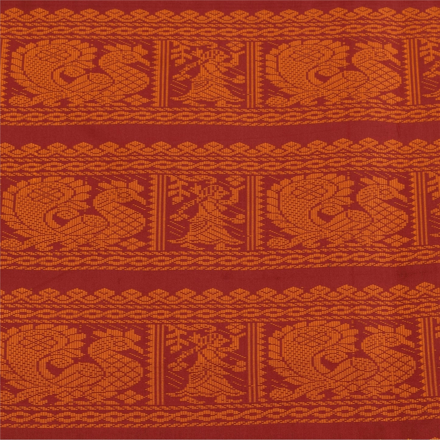 Sanskriti Vintage Sarees Blue Hand Woven Baluchari Blend CottonSari Craft Fabric