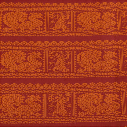 Sanskriti Vintage Sarees Blue Hand Woven Baluchari Blend CottonSari Craft Fabric