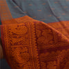Sanskriti Vintage Sarees Blue Hand Woven Baluchari Blend CottonSari Craft Fabric