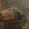 Sanskriti Vintage Sarees Gray & Black Woven Cotton Silk Sari 5+yd Craft Fabric