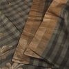Sanskriti Vintage Sarees Gray & Black Woven Cotton Silk Sari 5+yd Craft Fabric