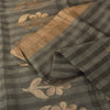 Sanskriti Vintage Sarees Gray & Black Woven Cotton Silk Sari 5+yd Craft Fabric