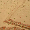 Sanskriti Vintage Sarees Peach Hand Beaded Pure CrepeSilk Sari 5+yd Craft Fabric