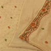 Sanskriti Vintage Sarees Peach Hand Beaded Pure CrepeSilk Sari 5+yd Craft Fabric