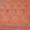 Sanskriti Vintage Sarees Pink Embroidered & Printed Pure Crepe Sari Craft Fabric