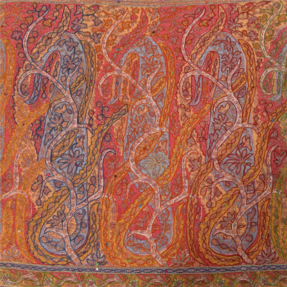 Sanskriti Vintage Sarees Pink Embroidered & Printed Pure Crepe Sari Craft Fabric