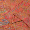 Sanskriti Vintage Sarees Pink Embroidered & Printed Pure Crepe Sari Craft Fabric