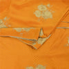 Sanskriti Vintage Sarees Yellow Embroidered & Painted Pure Silk Sari 6yd Fabric