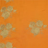 Sanskriti Vintage Sarees Yellow Embroidered & Painted Pure Silk Sari 6yd Fabric