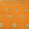 Sanskriti Vintage Sarees Yellow Embroidered & Painted Pure Silk Sari 6yd Fabric