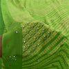 Sanskriti Vintage Sarees Green Embroidery Print Pure CrepeSari 5+yd Craft Fabric
