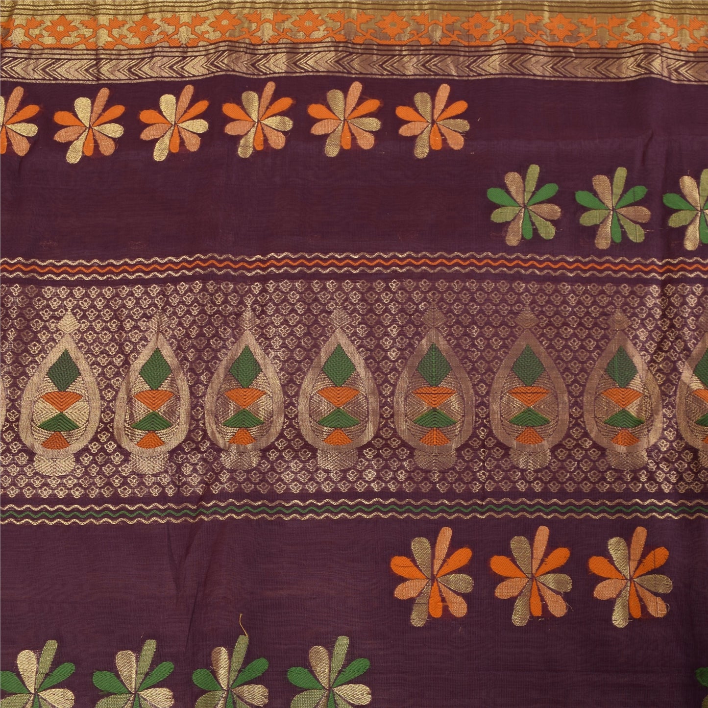Sanskriti Vintage Sarees Heena Green Woven 100% Pure Silk Sari 5+yd Craft Fabric