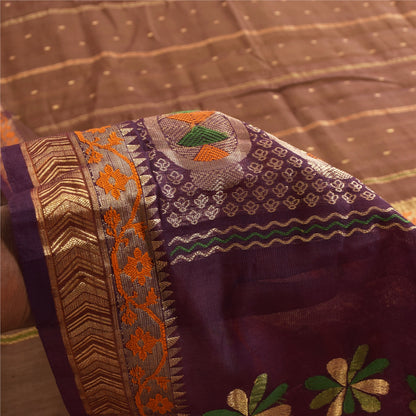 Sanskriti Vintage Sarees Heena Green Woven 100% Pure Silk Sari 5+yd Craft Fabric