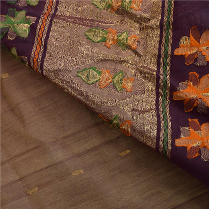 Sanskriti Vintage Sarees Heena Green Woven 100% Pure Silk Sari 5+yd Craft Fabric