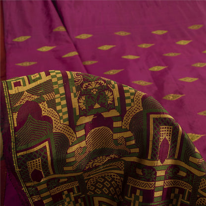 Sanskriti Vintage Sarees Purple Banarasi Brocade Woven Pure Silk Sari 5+YDFabric