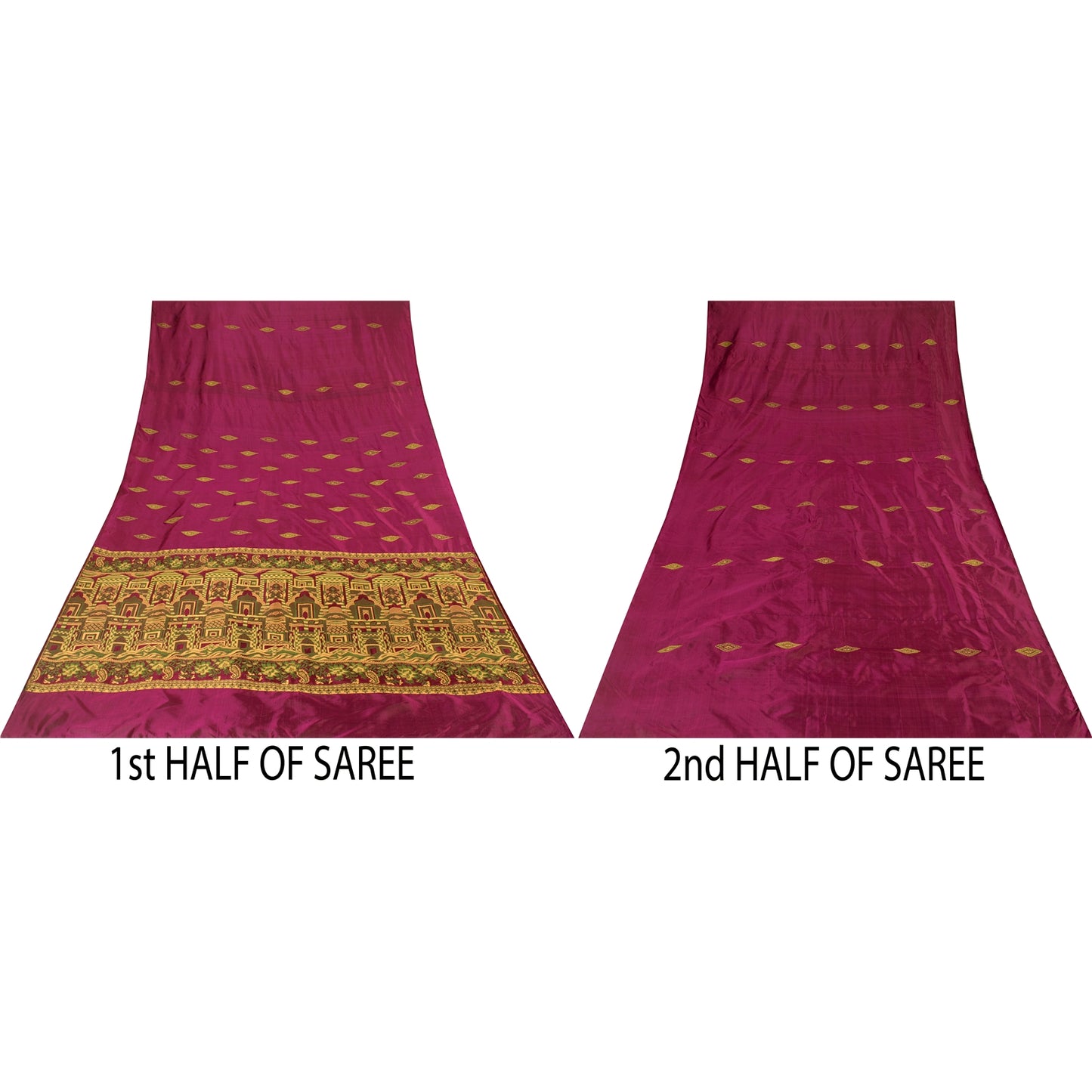 Sanskriti Vintage Sarees Purple Banarasi Brocade Woven Pure Silk Sari 5+YDFabric