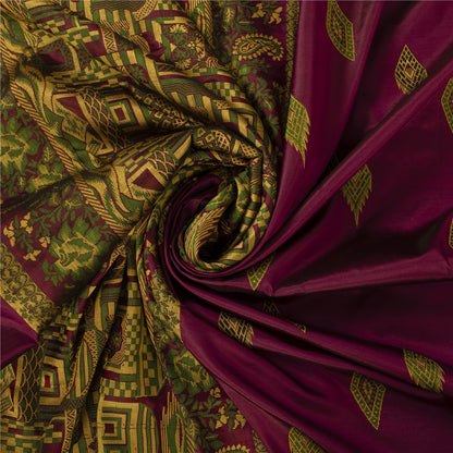 Sanskriti Vintage Sarees Purple Banarasi Brocade Woven Pure Silk Sari 5+YDFabric