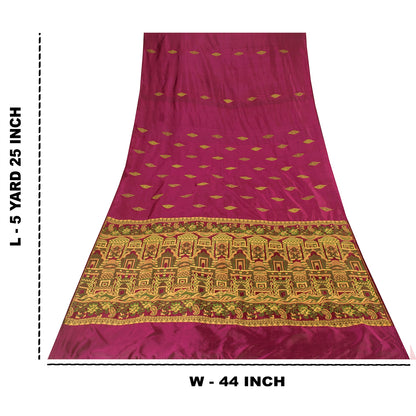 Sanskriti Vintage Sarees Purple Banarasi Brocade Woven Pure Silk Sari 5+YDFabric