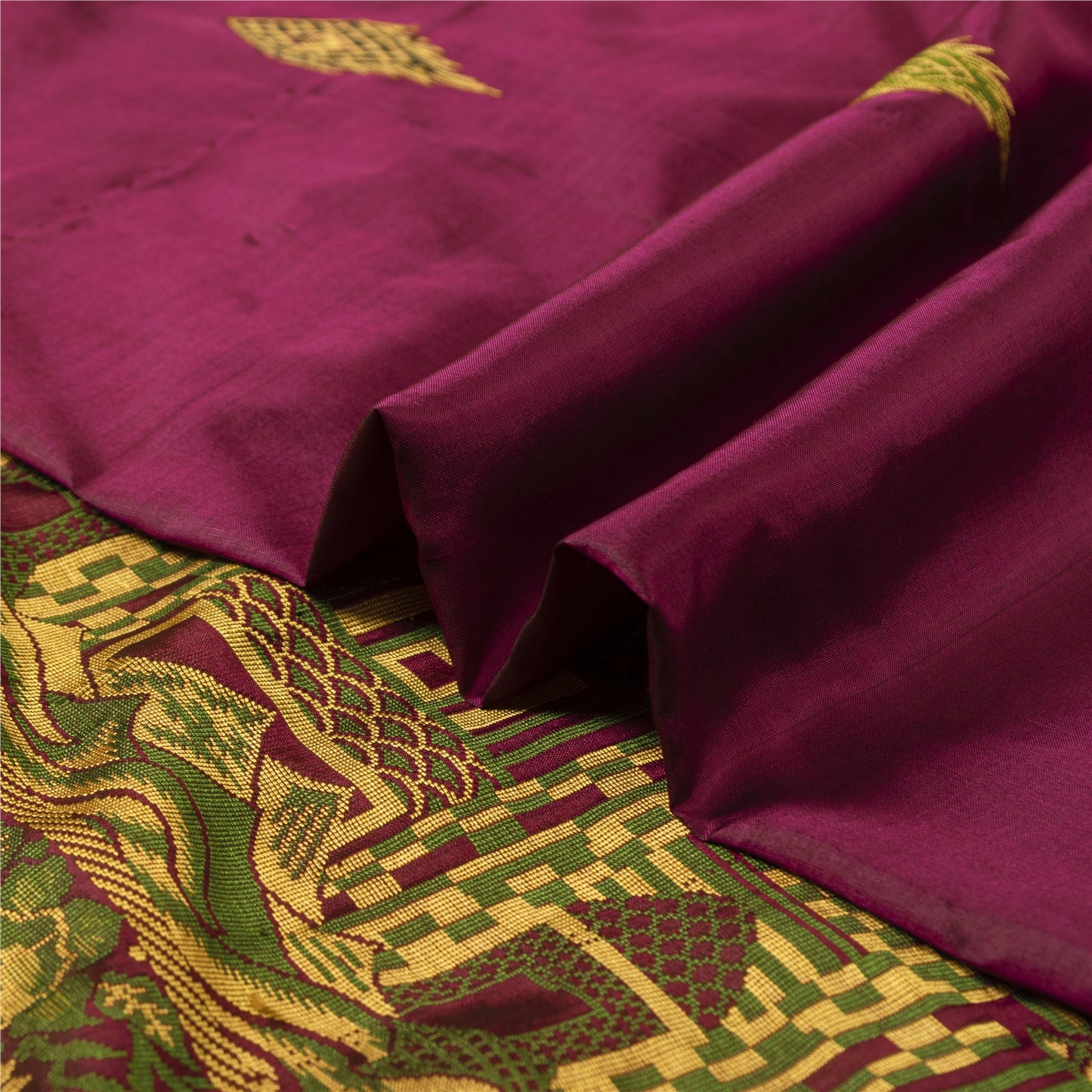 Sanskriti Vintage Sarees Purple Banarasi Brocade Woven Pure Silk Sari 5+YDFabric