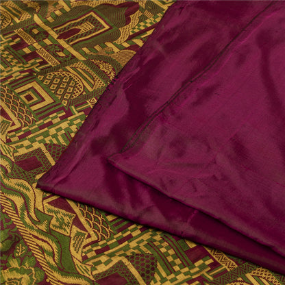Sanskriti Vintage Sarees Purple Banarasi Brocade Woven Pure Silk Sari 5+YDFabric
