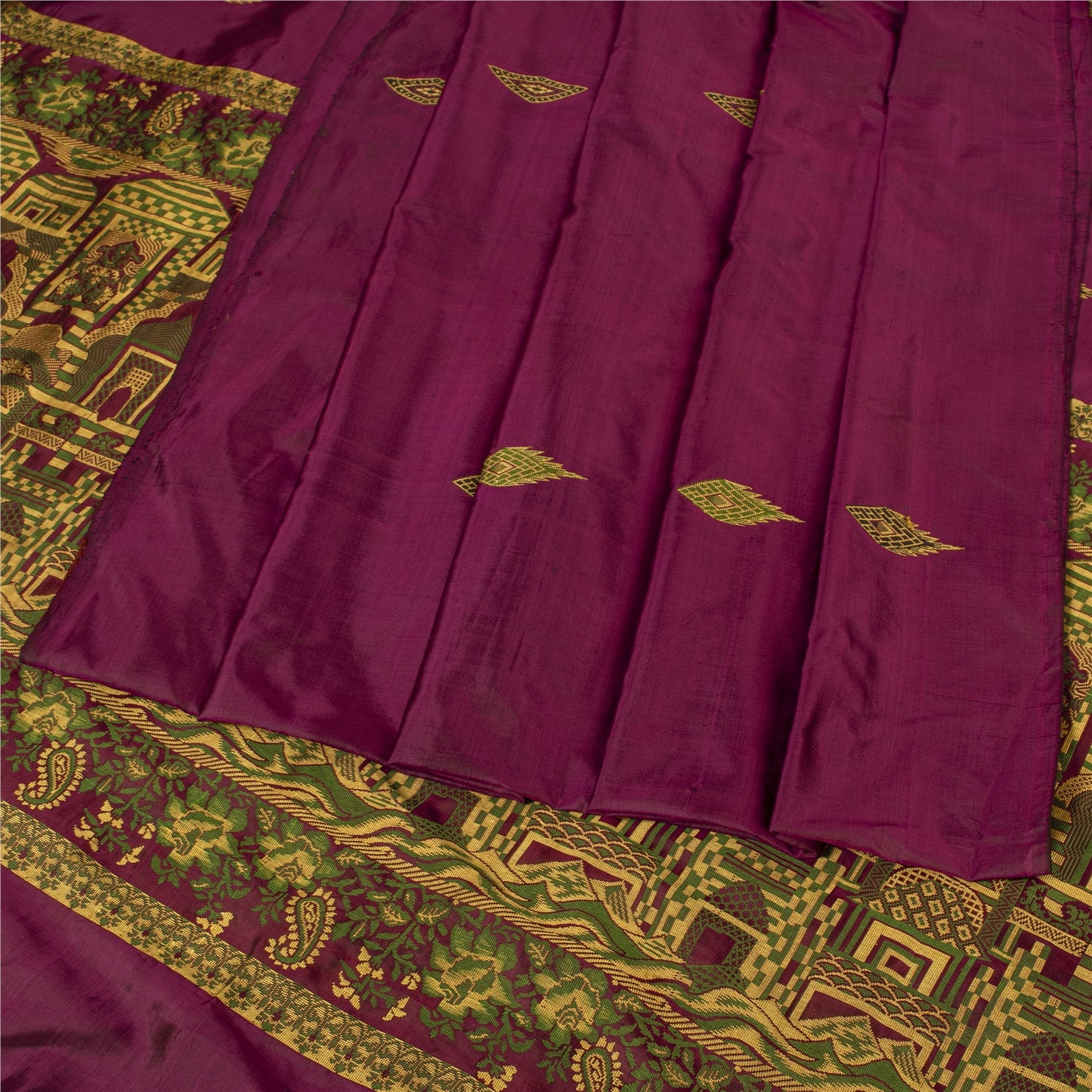 Sanskriti Vintage Sarees Purple Banarasi Brocade Woven Pure Silk Sari 5+YDFabric