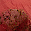 Sanskriti Vintage Sarees Dusty Pink Hand Beaded Zari Pure Silk Sari 5+yd Fabric