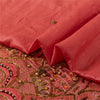 Sanskriti Vintage Sarees Dusty Pink Hand Beaded Zari Pure Silk Sari 5+yd Fabric
