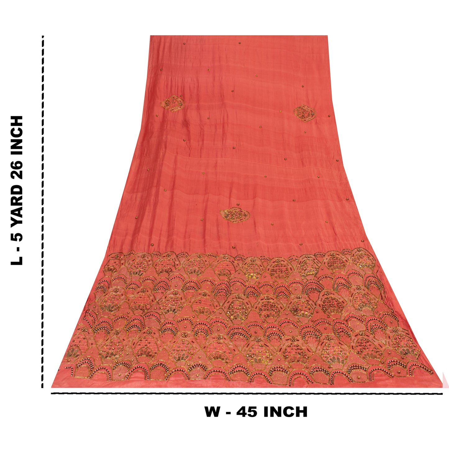 Sanskriti Vintage Sarees Dusty Pink Hand Beaded Zari Pure Silk Sari 5+yd Fabric