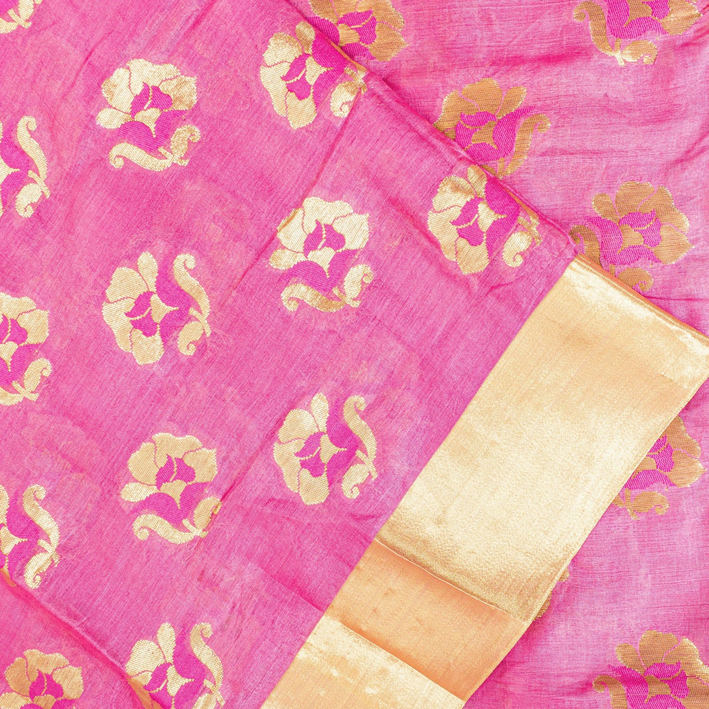 Sanskriti Vintage Pink 100%Pure Silk Saree Brocade Woven Sari 5.5YD Craft Fabric