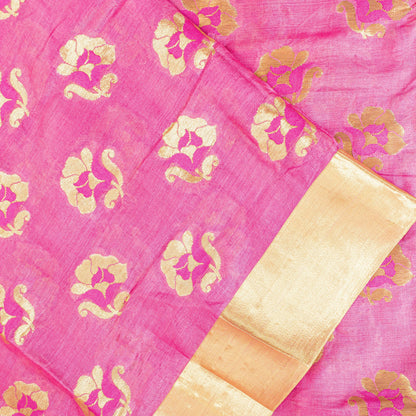 Sanskriti Vintage Pink 100%Pure Silk Saree Brocade Woven Sari 5.5YD Craft Fabric