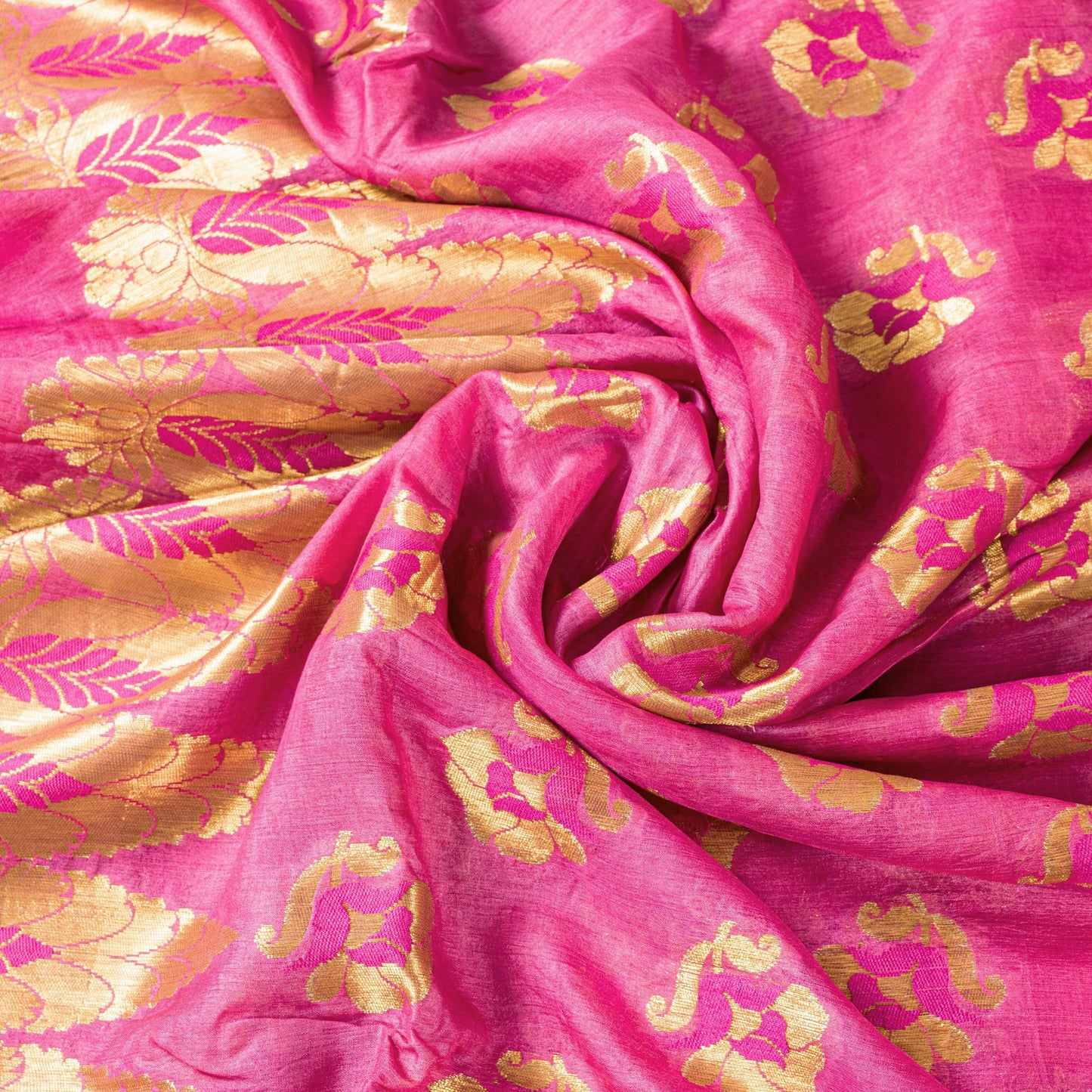 Sanskriti Vintage Pink 100%Pure Silk Saree Brocade Woven Sari 5.5YD Craft Fabric