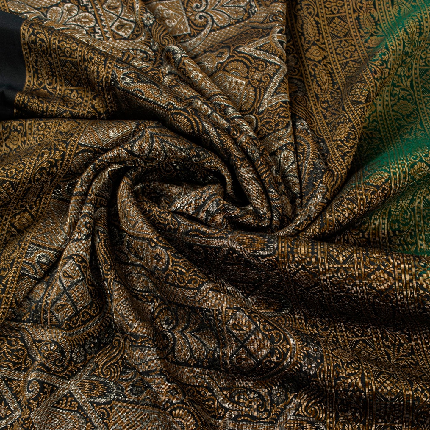 Sanskriti Vintage Green 100%Pure Silk Saree Woven Sari 5+YD Textile Craft Fabric