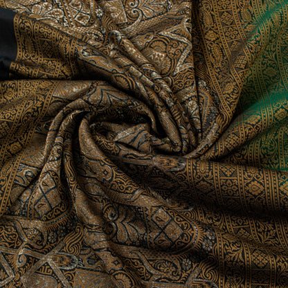 Sanskriti Vintage Green 100%Pure Silk Saree Woven Sari 5+YD Textile Craft Fabric