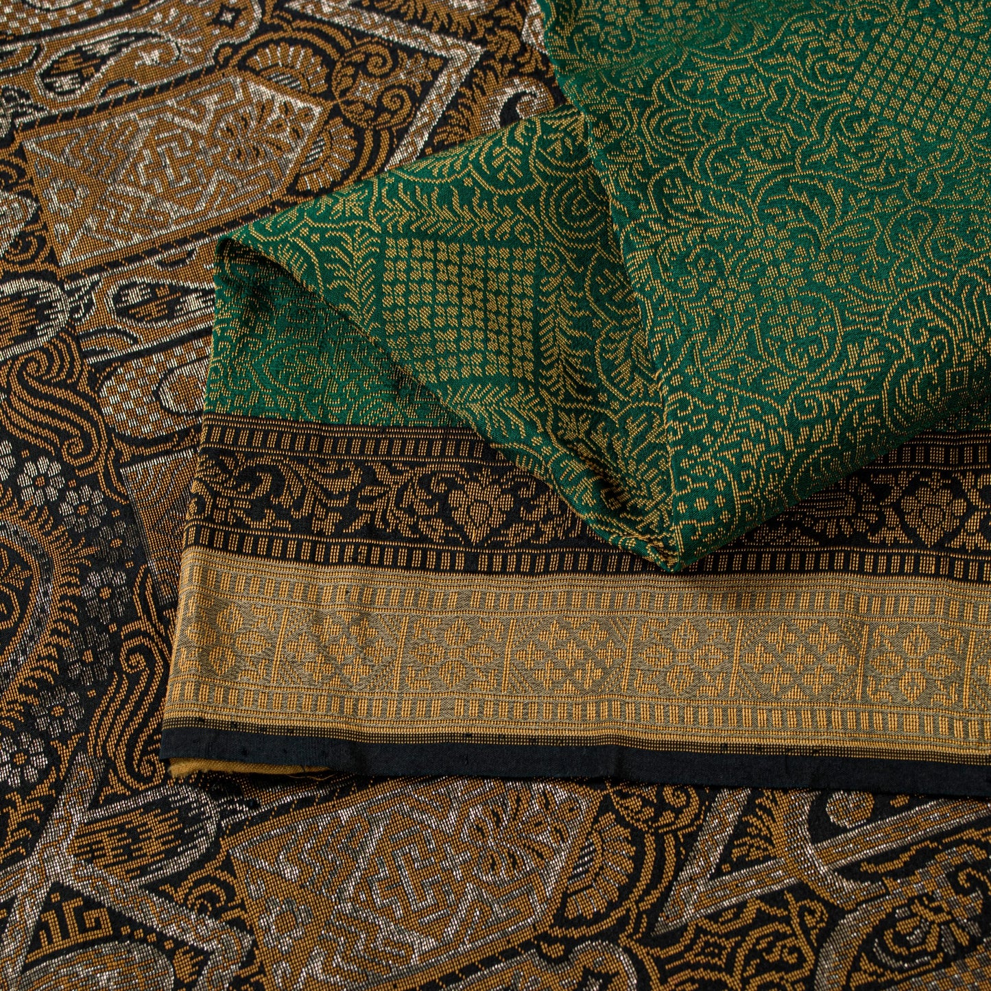 Sanskriti Vintage Green 100%Pure Silk Saree Woven Sari 5+YD Textile Craft Fabric