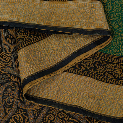 Sanskriti Vintage Green 100%Pure Silk Saree Woven Sari 5+YD Textile Craft Fabric