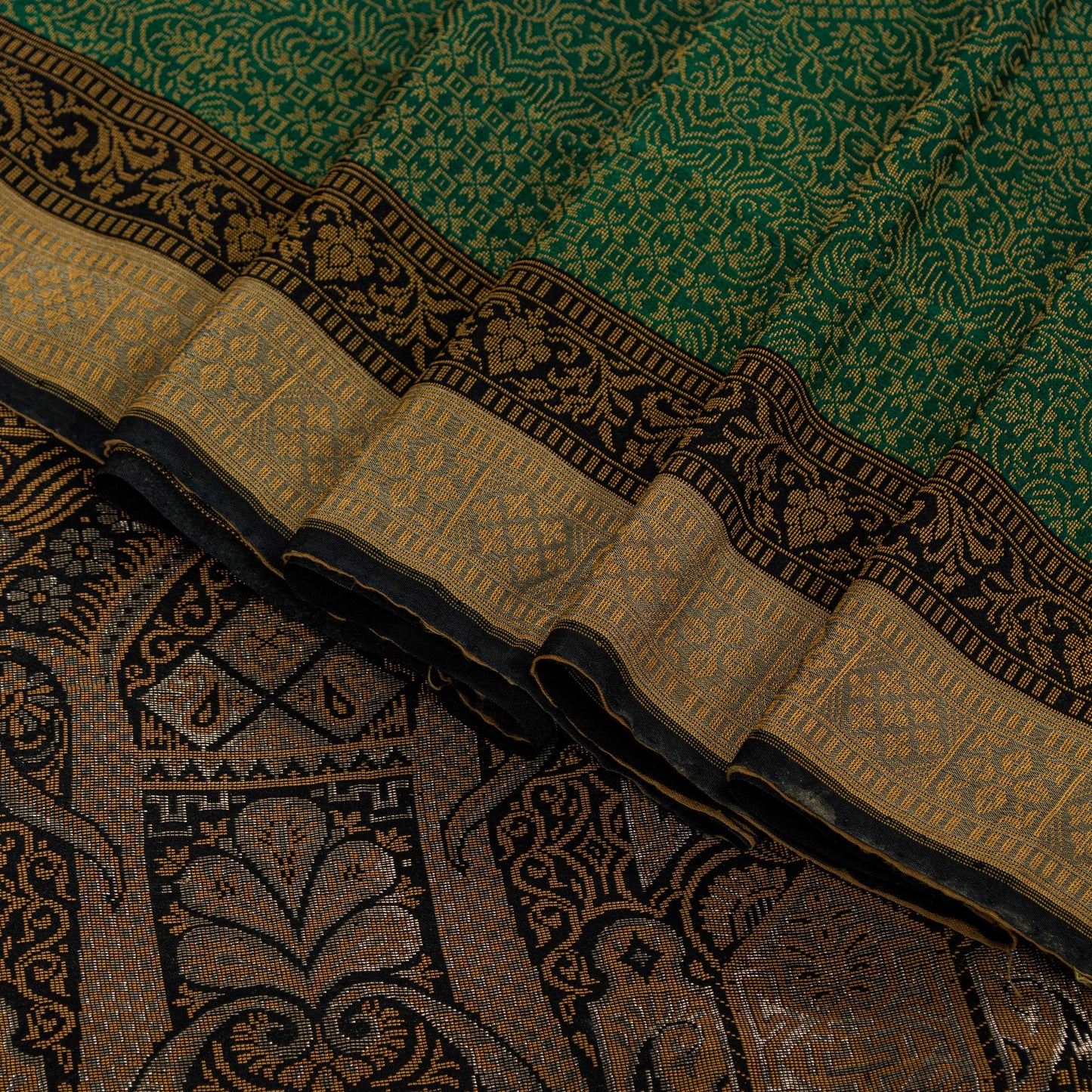 Sanskriti Vintage Green 100%Pure Silk Saree Woven Sari 5+YD Textile Craft Fabric