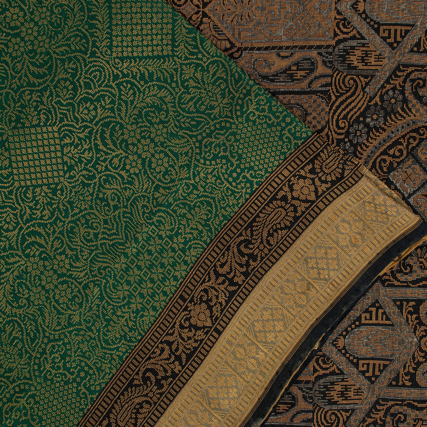 Sanskriti Vintage Green 100%Pure Silk Saree Woven Sari 5+YD Textile Craft Fabric