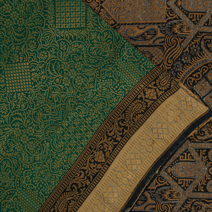 Sanskriti Vintage Green 100%Pure Silk Saree Woven Sari 5+YD Textile Craft Fabric
