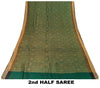 Sanskriti Vintage Green 100%Pure Silk Saree Woven Sari 5+YD Textile Craft Fabric